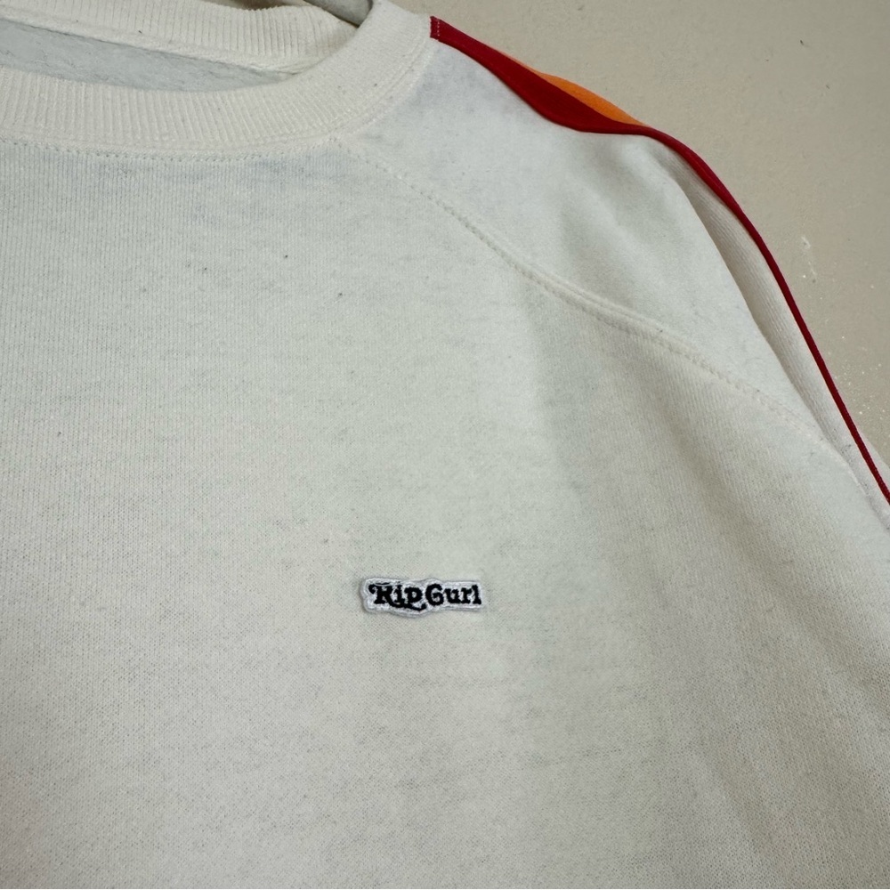 Rip Curl Surf Revival Rainbow Stripe Crewneck Sweatshirt White Small - Picture 4 of 8